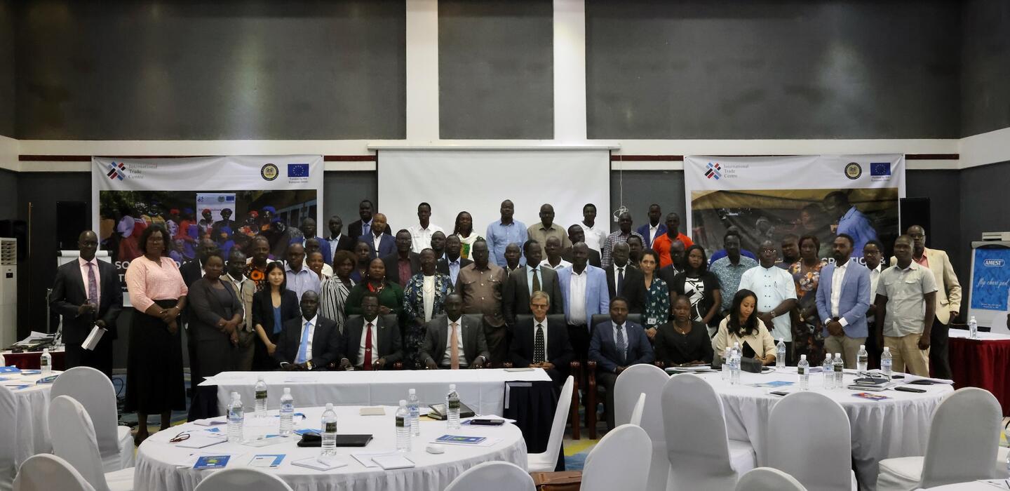 Group of people in conference centre in South Sudan