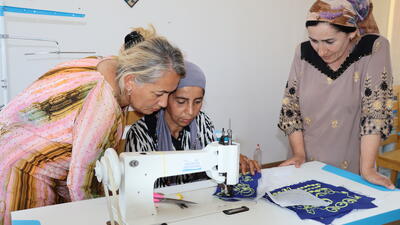 Danghara State University instructors and teachers learning to work with new equipment donated by GTEX, July 2022, Danghara, Tajikistan.
