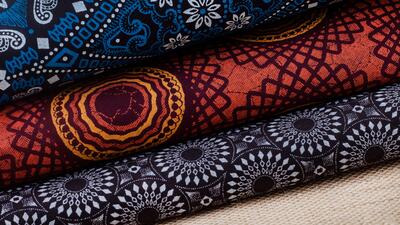 Layers of iconic shweshwe print cotton fabric
