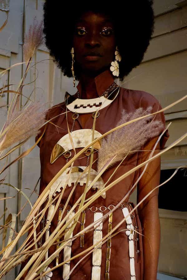 Model wearing African fashion designs