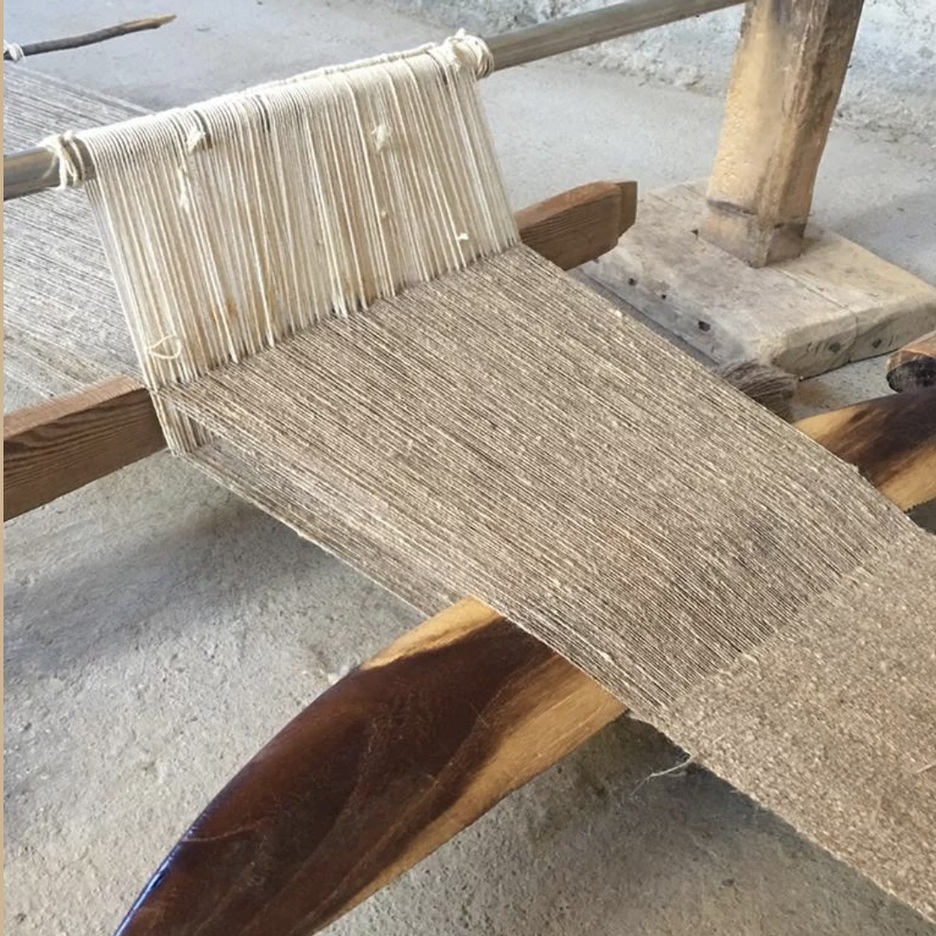 Loom showing how Turkmen weavers use camel wool