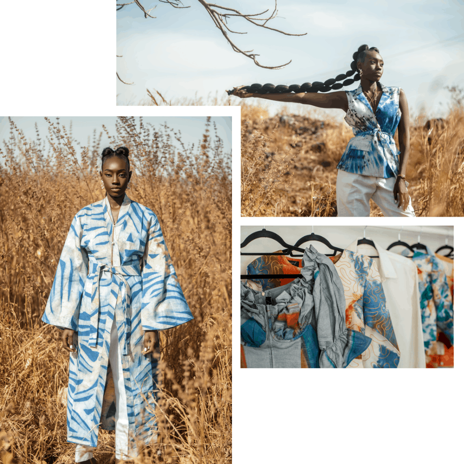 Collage of fashion from Malian designer