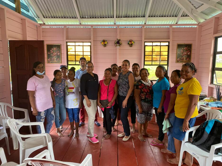 Businesswoman meet in Guyana in pink room