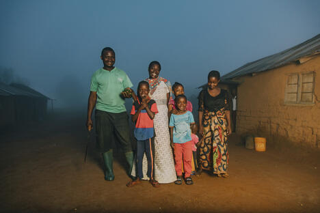 Ally Lukindo, a small-scale black pepper farmer together with his family at their home in Tanzania