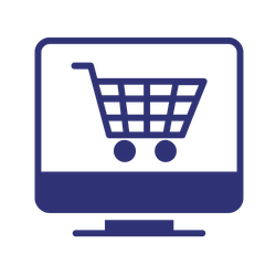 icon of shopping cart on computer screen