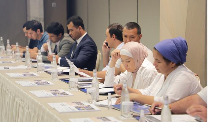 Small business leaders at a workshop on Uzbekistan’s WTO accession in Tashkent.
