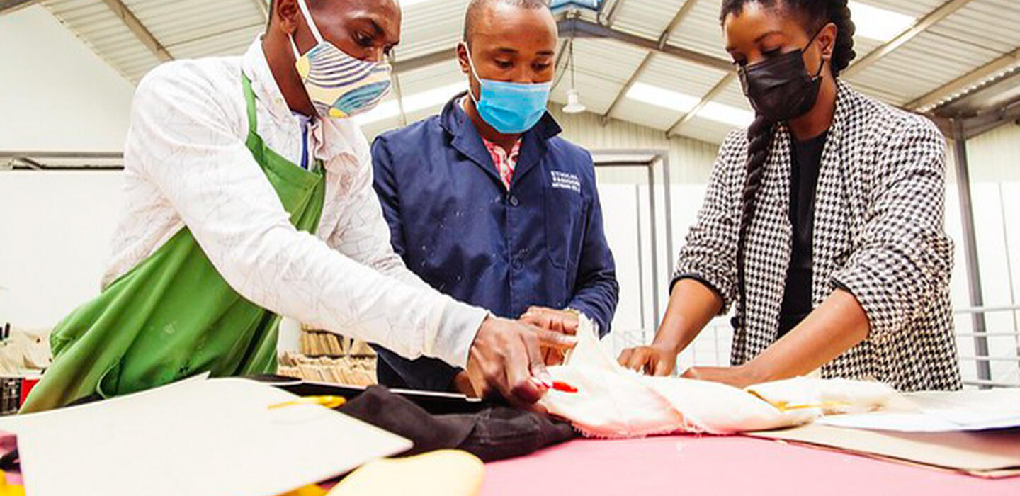 Fashion designers participate in training as part of the EFI Designer Accelerator in Nairobi, Kenya.