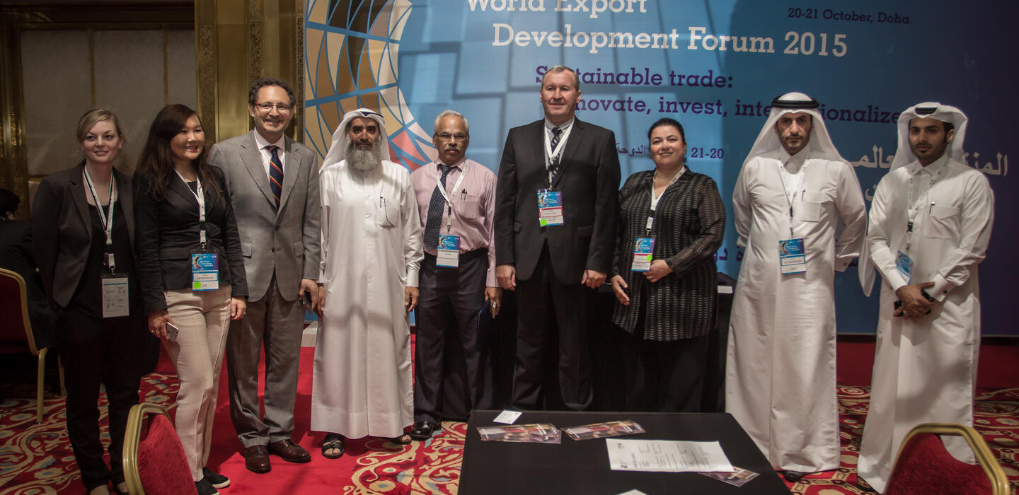 Panelists speak at the WEDF 2015 in Doha